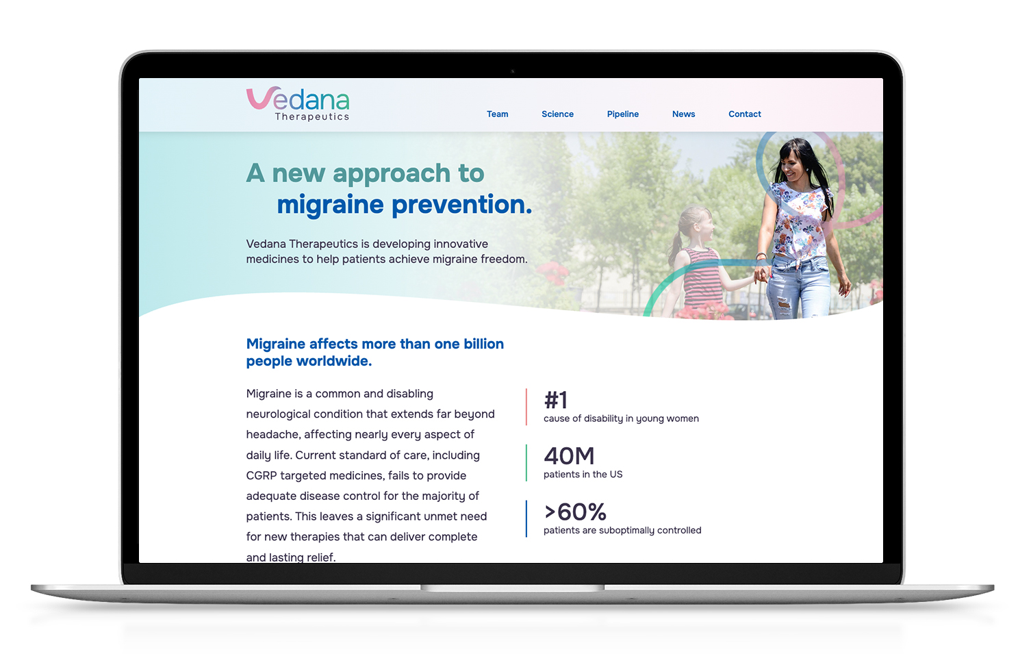 Laptop showing Vedana's website design